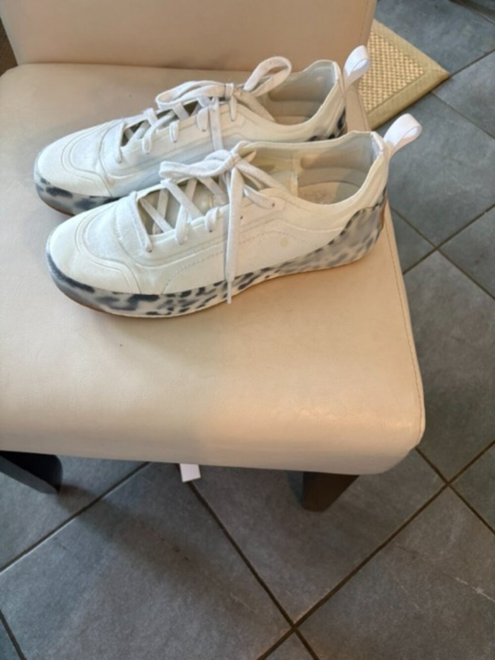 Stella McCartneyy Adidias Tennis Shoes, Size 9 1/2 White and Black, Tiger print